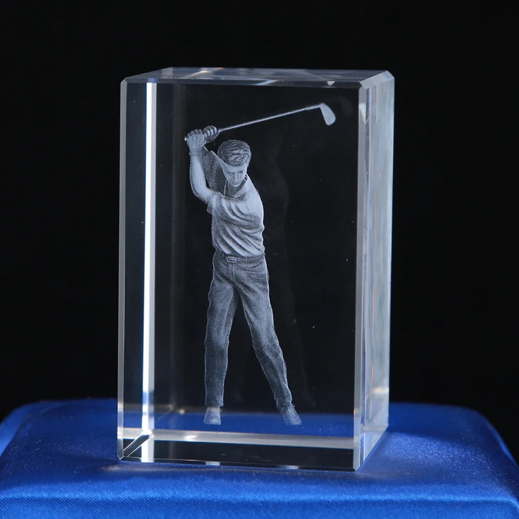 Beroemde douane Golf Race Type 3d geëtst kristal Golfspelers Geschenken voor souvenirs