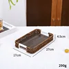 Rectangular deep color wooden bottom tray trumpet-27*17*4.5cm