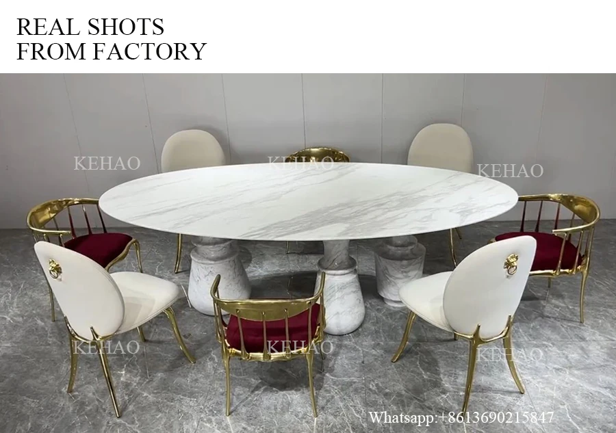 Boca Design Elegant Modern Natural Marble Jazz White Dining Table Sets