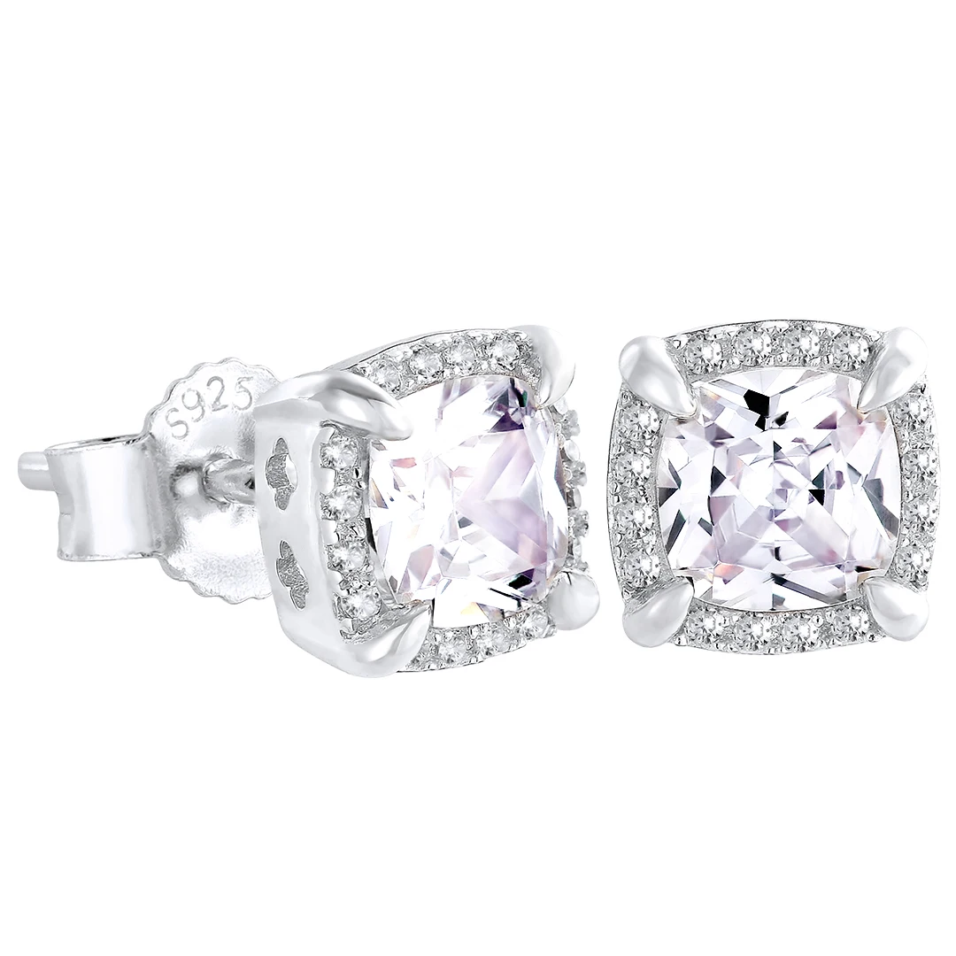 VEXXS S925 Sterling Silver Diamond Stud Earrings - 14K Gold Plated 5A CZ Stones For Men & Women