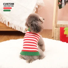 Christmas Dog Sweater Knitted Cotton Pet Apparel in Striped Pattern Available in XS S M XL Sizes for Spring Autumn Winter Use