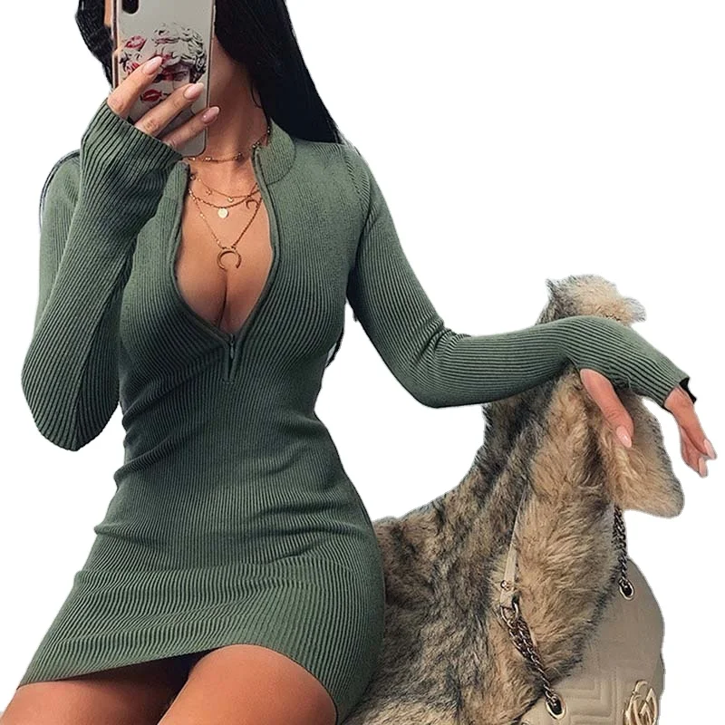 Women S Long Sleeve Winter Dress Zipper Sexy Pencil Tight One Piece Dress Buy Winter Sexy Dress Long Sleeve Tight Fitting Dress Sexy Cheap Tight Dress Product On Alibaba Com