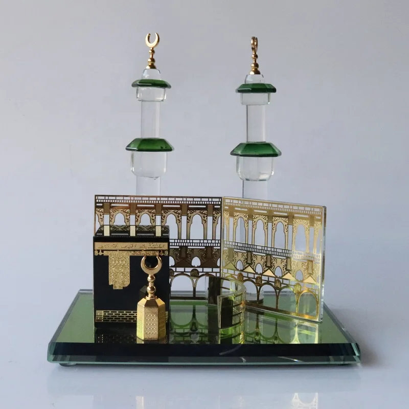 Muslim Islamic Crystal Decorations the Minaret of Mecca Mosque and Kaaba Ramadan Eid Gifts