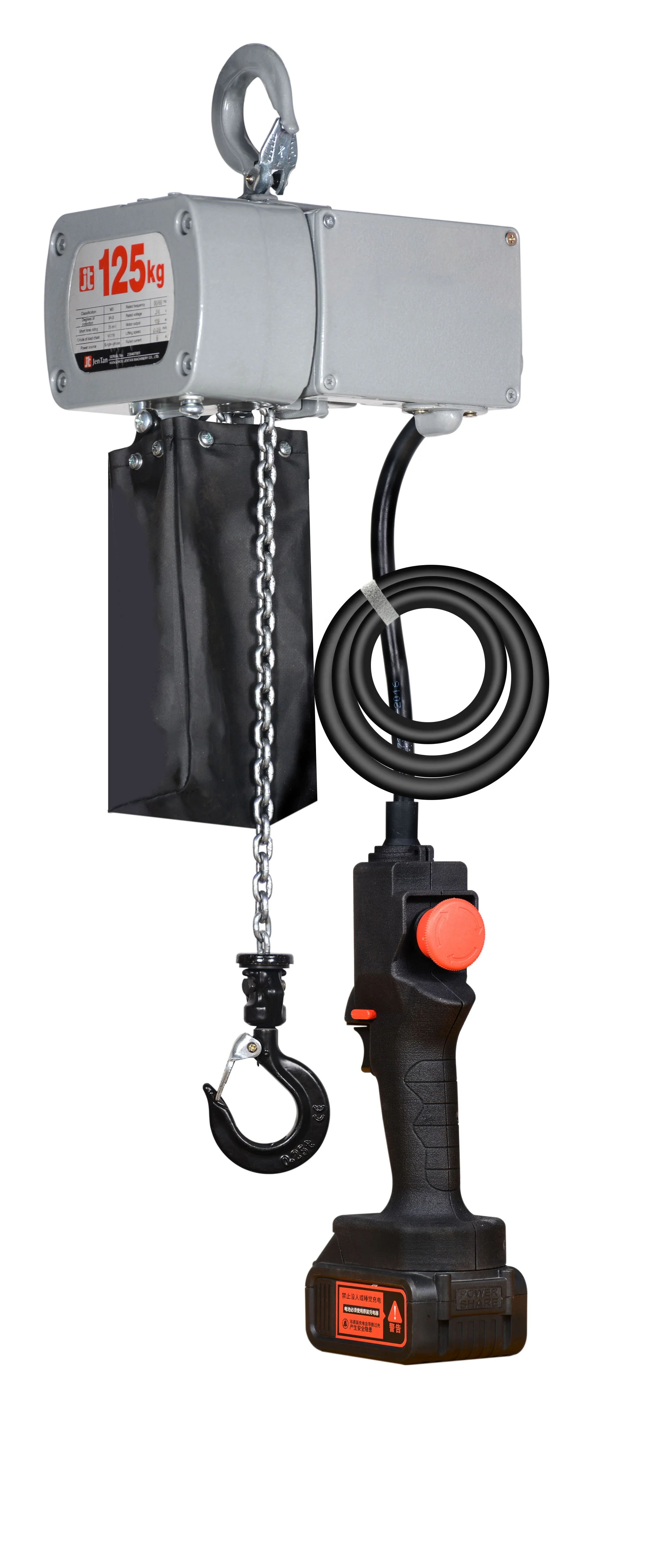 Jentan Latest Design IP65 Portable 200kg Electric Lifting Li Battery Hoist with Wireless Remote Control Option