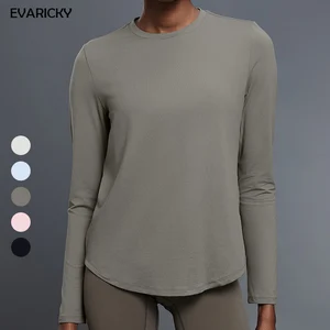 Casual Style Outdoor Printed Lightweight Quick Dry Breathable Nylon Spandex Long Sleeve Sportswear Yoga Top Gym Comfortable