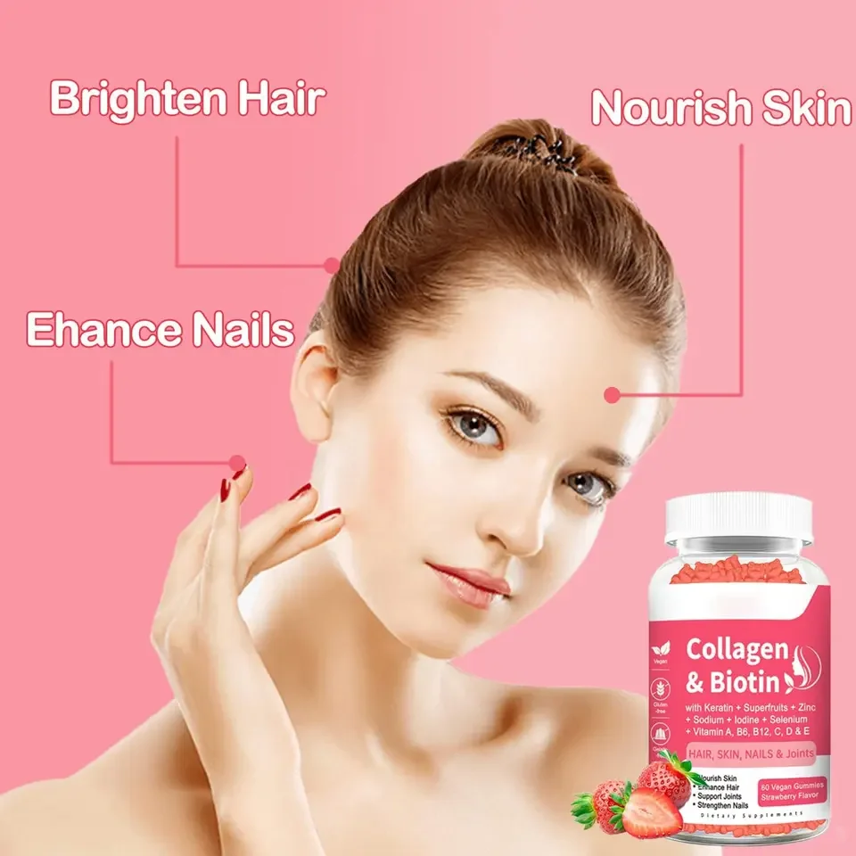 Private label Collagen Gummies with Biotin & Keratin for Hair Skin Nails & Joints, Anti Aging Collagen Protein Supplement details