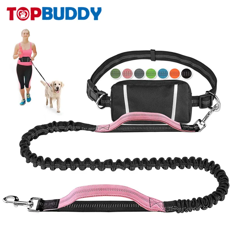 Hands Free Dog Running Leash Reflective Dog Walking Belt With Pouch
