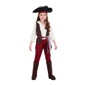 Children's Pirate Costume Striped Pants Vest Hat Accessory Set for Stage Performance Western Style Custom Color