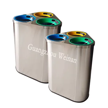 High Quality 120L Outdoor Primary Triangle Dustbin Galvanized Inner Liner Metal Waste Bin