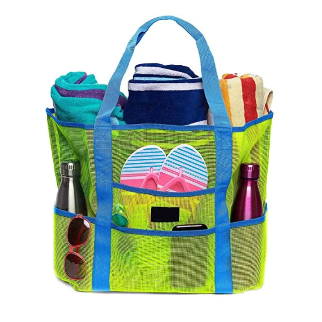 Mesh Beach Bag - Lightweight Tote Bag For Toys & Vacation Essentials beach mesh bag