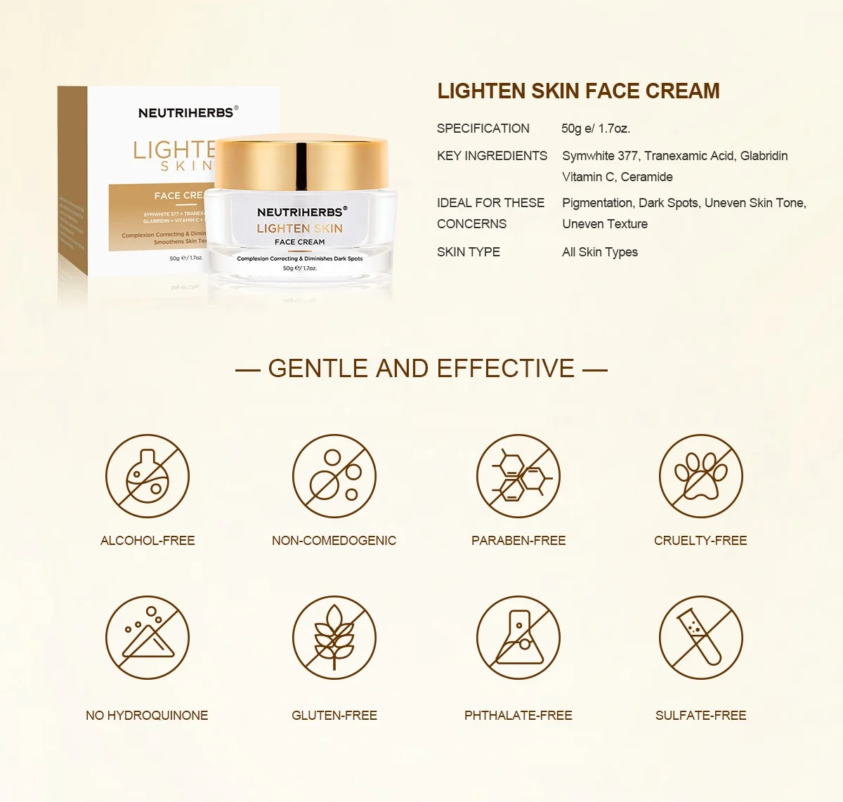 Neutriherbs New Arrival in Stock Permanent Symwhite 377 Strong Skin Whitening Body Legs Cream