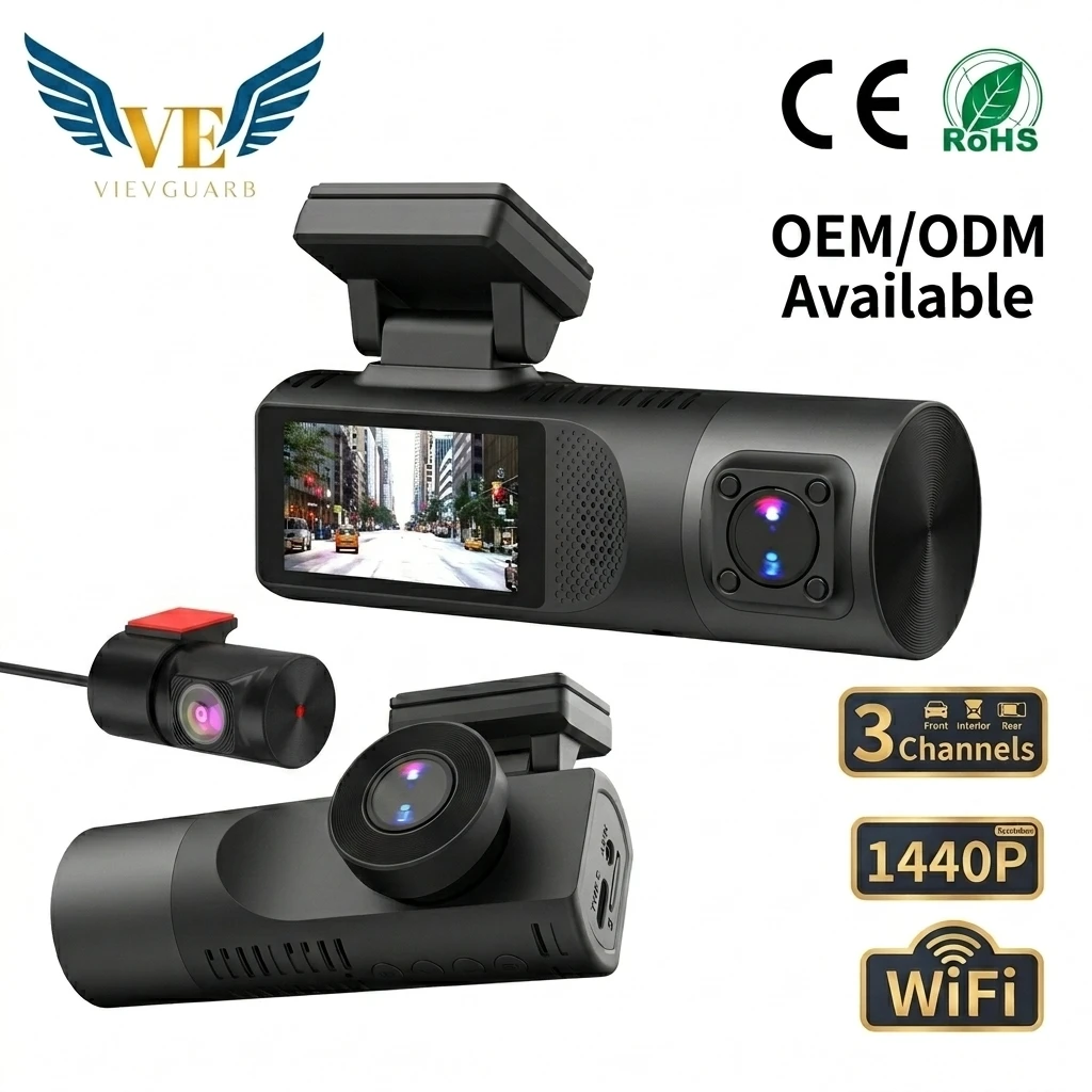 VIEVGUARB VS105E Dash Cam Night Vision 2K 1080P WiFi Dual Lens 2 Channel Black Box Cabin