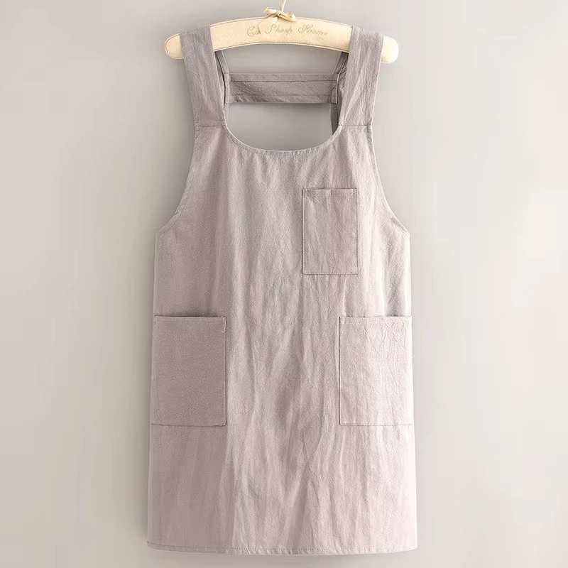 Solid Color Men Women Custom Logo Oilproof Waterproof Apron Sleeveless Aprons Kitchen Cooking Restaurant Bib Apron with Pocket