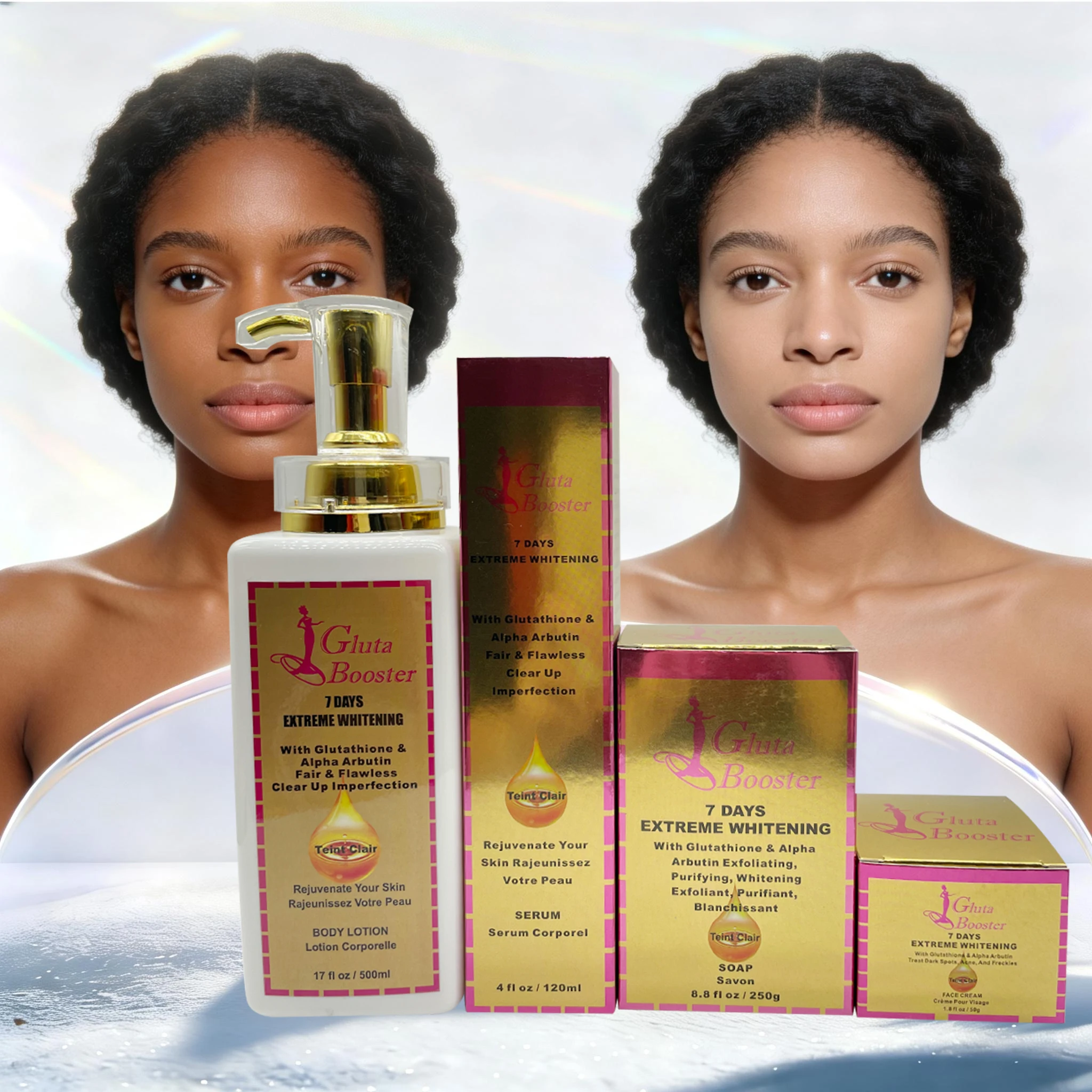 Private Label Whitening Skin Care Set Products Glutathione&Alpha Arbutin Exfoliating Brightening Removal of -Blemishes for Women