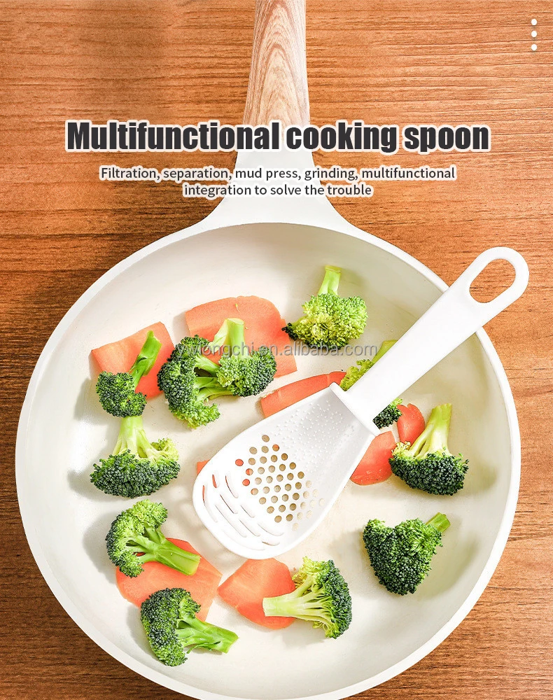 2023 Newest Multifunctional Kitchen Colander Plastic Strainer Spoon Cooking Spoon Grind Tool