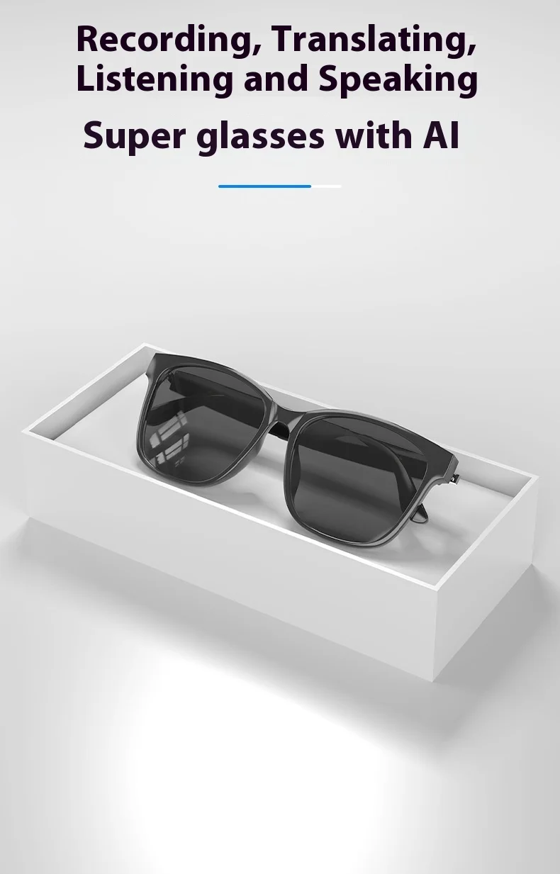 75 Languages Simultaneous Interpretation Real-time Meeting Smart AI Translation Headphones Black Polarized glasses