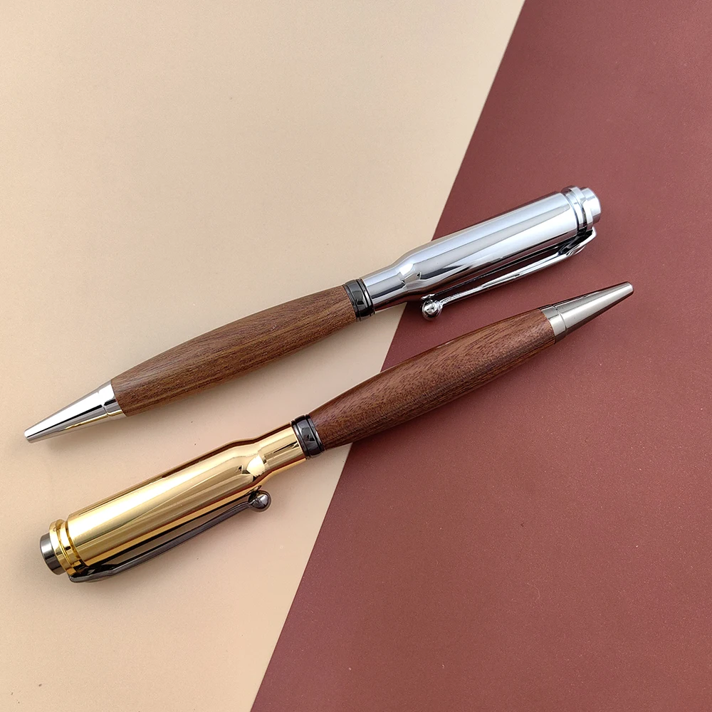 Woodturned Chechen 2024 wood with Gunmetal and T.I. Gold Rollerball Pen