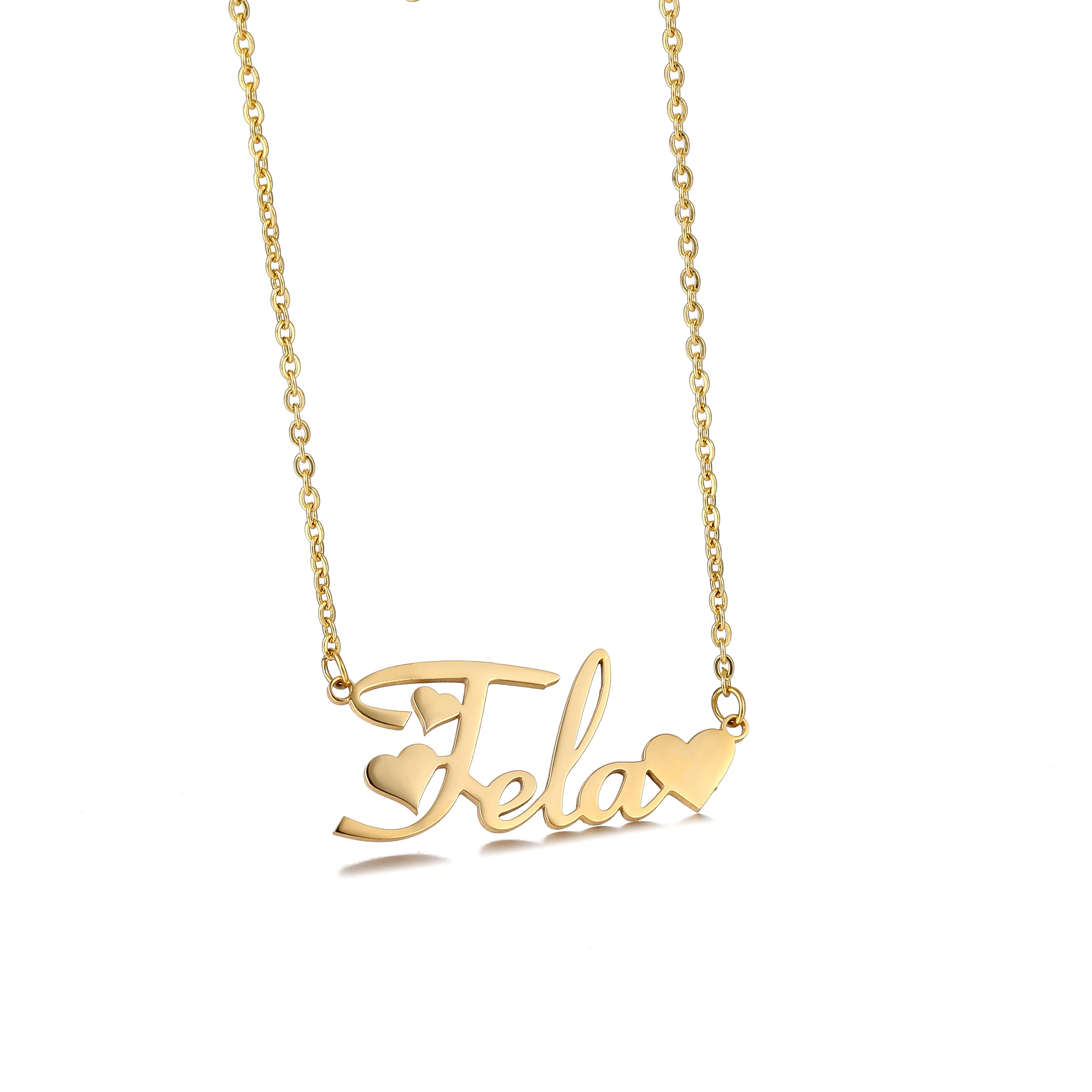 Name Necklace Diy Letter Personalized Lace Embellishment Stainless Steel  Neckchain Festival Gift Jewelry