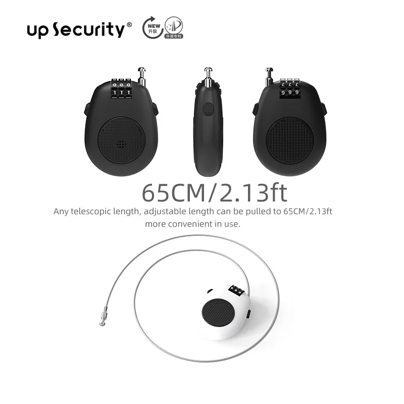 Cable Retractable 3 Digit Combination Lock Combination Durable Ski Locks with Code Number Padlock for Outdoor Travel Luggage