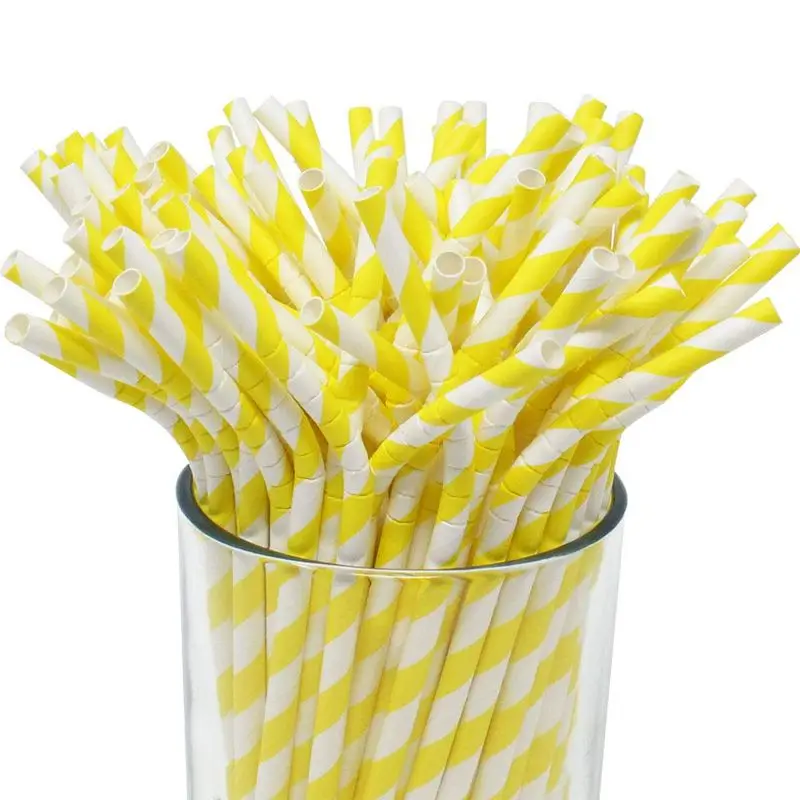 Food Grade Disposable Flexible Paper Drink Straws Dye Free U Shaped