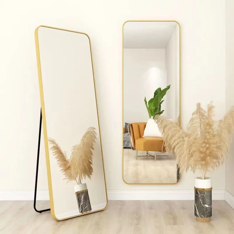 Modern Design Home Large Rectangular Round Corner Gold Framed Big Full Body Standing  Mirror for Dressing Room