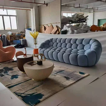 Italian Minimalist Fashion Fabric Bubble Sofa - Modern Two-Seater