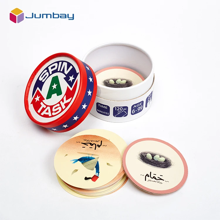 Custom Logo Print Kid Card Game for Set Plastic Playing Cards with round Holder for Kids