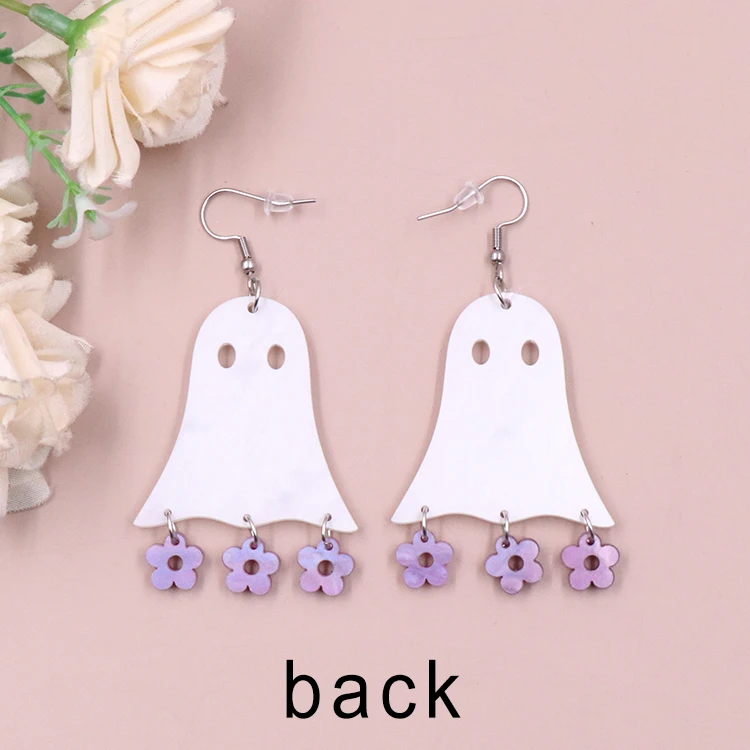 MD105ER2127 1pair New product CN Drop ghost with flower cute halloween Acrylic earrings Jewelry for women manufacture