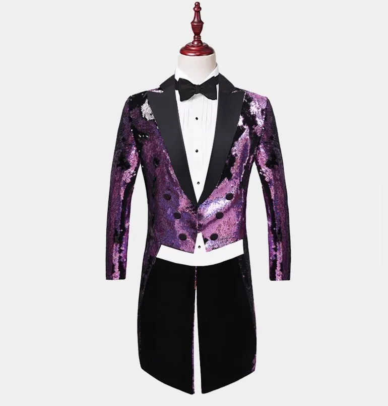 purple sequin tuxedo jacket