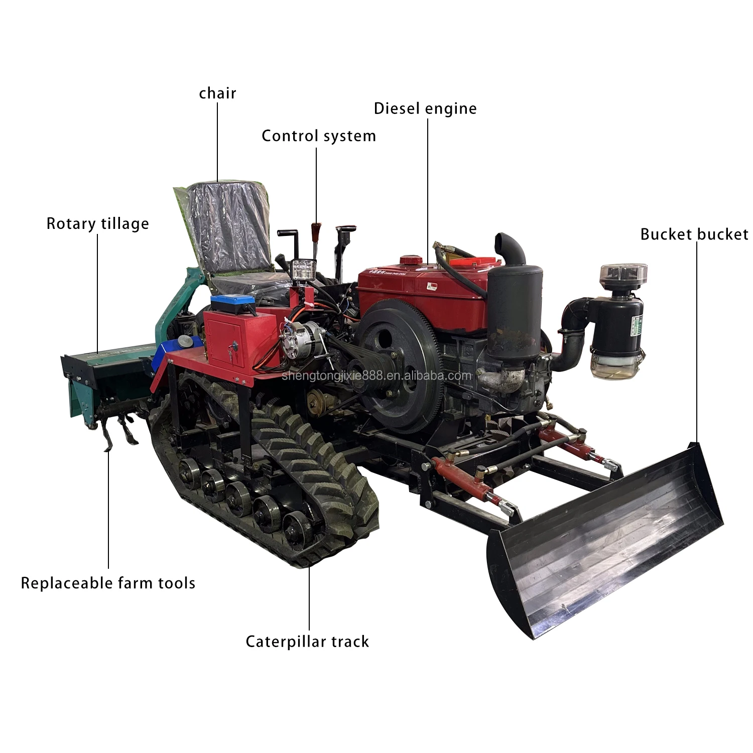 Agricultural Rotary Tiller Micro Crawler Tractor 4WD Small Power ...