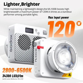 Godox ML100BI 120W Portable Bi-Color LED Photography Lamp Onboard & App Control for Video Recording & Live Streaming detail image