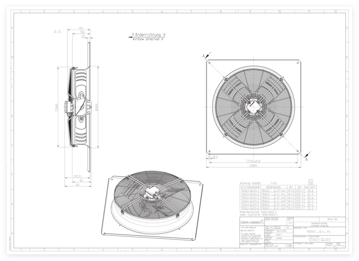 Refrigeration Condenser, ZIEHL-ABEGG, FB063-6EQ.4I.V4P, 109016 - detail 8