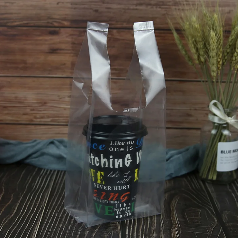 Manufacturer Direct Sales Eco-friendly Biodegradable Milk Tea Bags Portable Takeaway Plastic Bags Custom logo