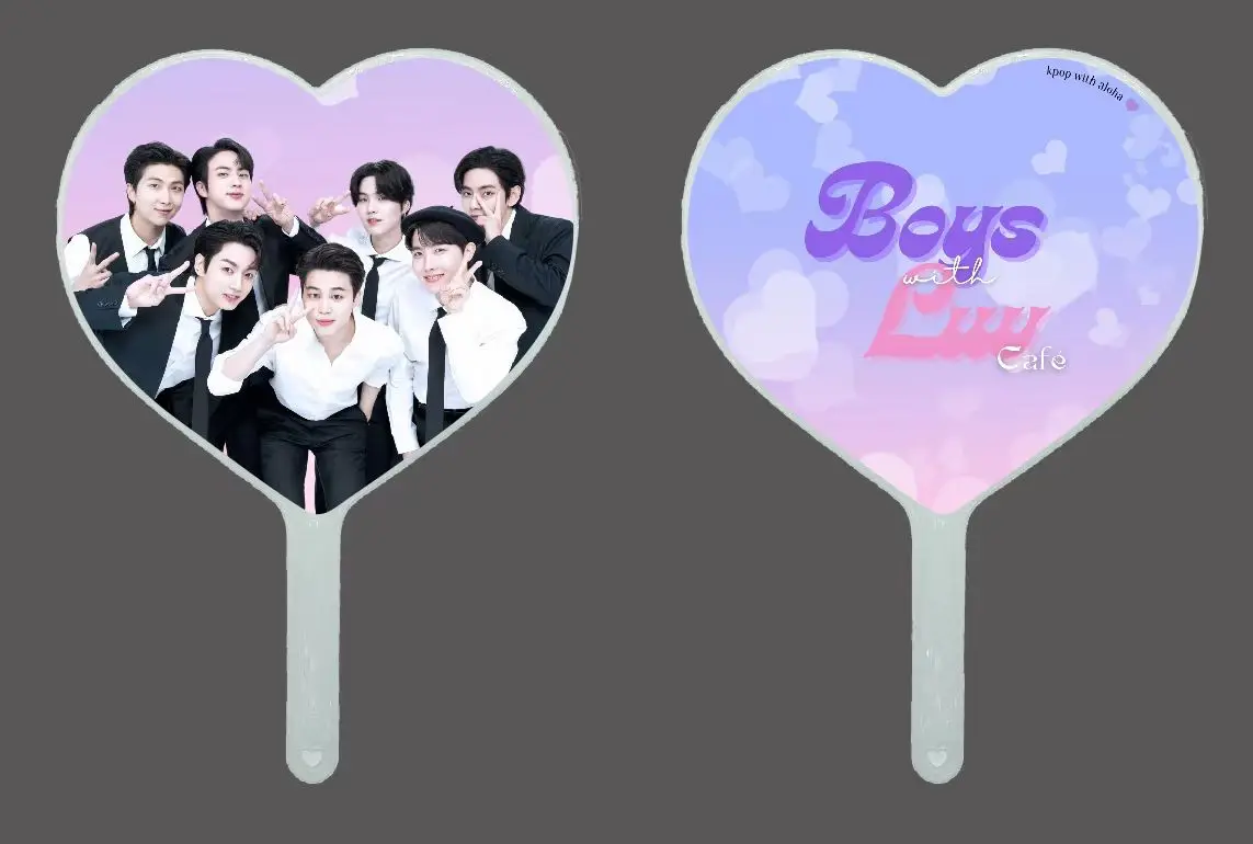 Custom New Plastic Pvc Heart Shape Picket Kpop Mini Fans And Cute Hand
