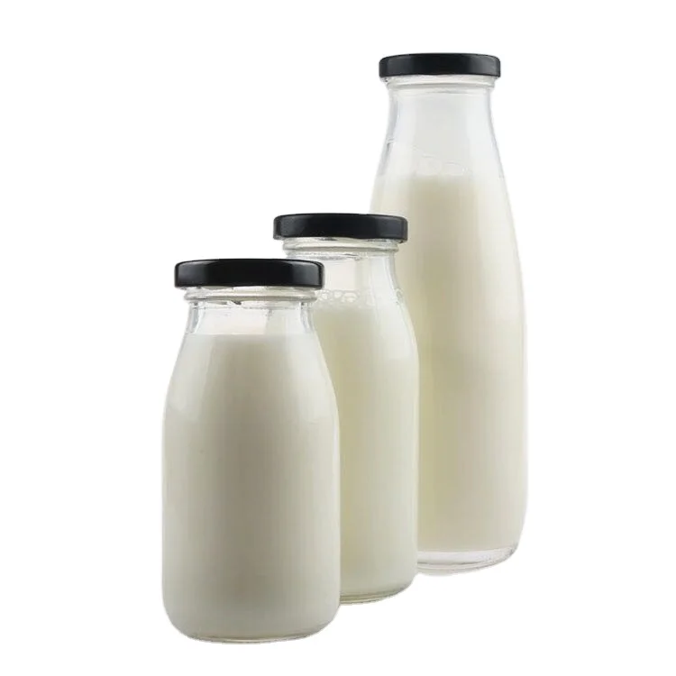 Wholesale 300ml glass milk bottle with lids - Glass bottle