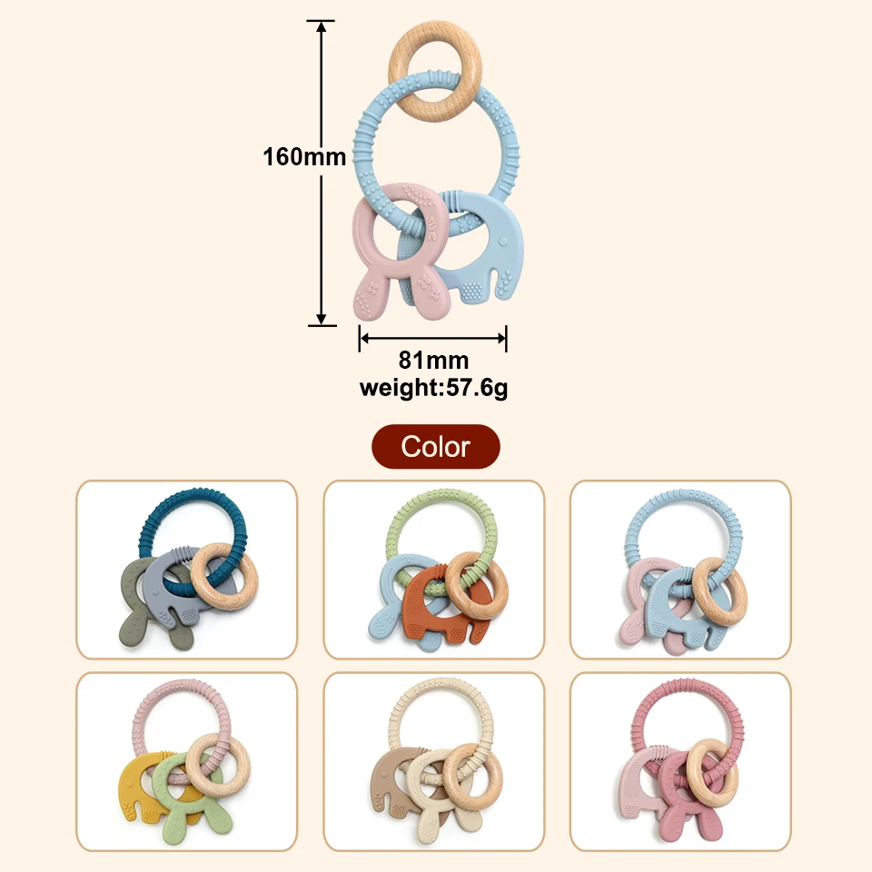 Bpa Free Wooden Baby Rattles Toys Wooden Sensory Teething Teether Ring