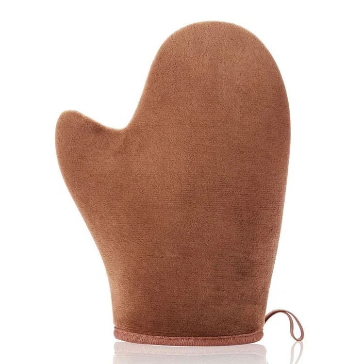 Ultra Soft Velvety Reusable Machine Washable Self Tanner Mitt for Sunless Tan Body Lotion With Thumb Tanning Glove Applicator