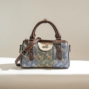 2026 High-End Luxury Ladies' Genuine Leather Bag European Checkered Color Block Waterproof Zipper Closure Casual Cross Two Open