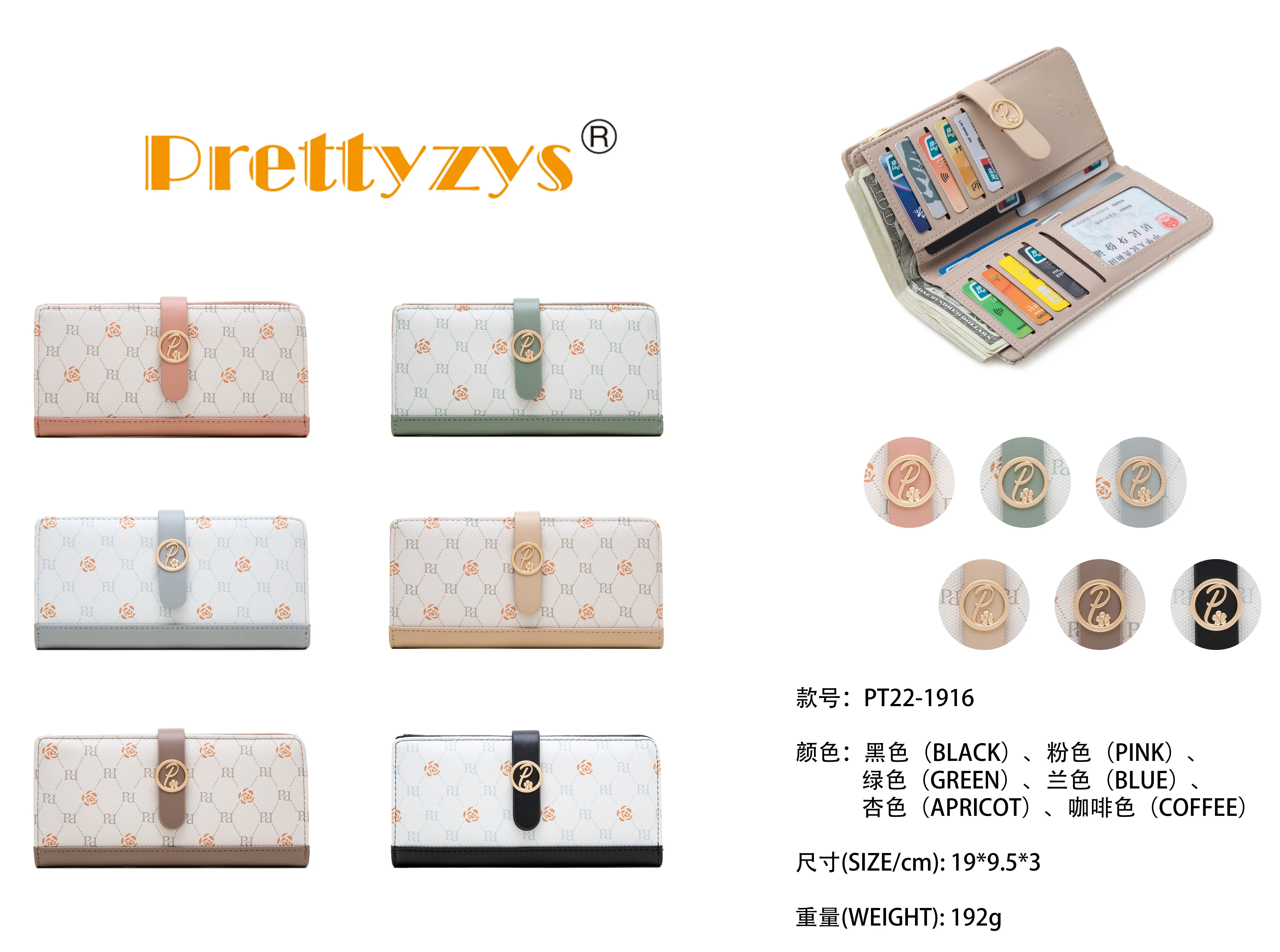 PRETTYZYS New Design Silk Printing Letter and Flower Pattern Lady Long Wallet Pu Leather Women Clutch Wallet Ladies Purse