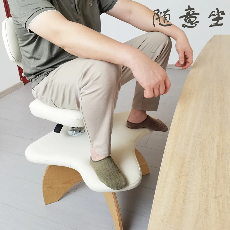 Modern Ergonomic Wooden Leg Office Chair Cross-Legged Sit Stool Meditation  Kneeling Position Monkey Chair Design for Backrest