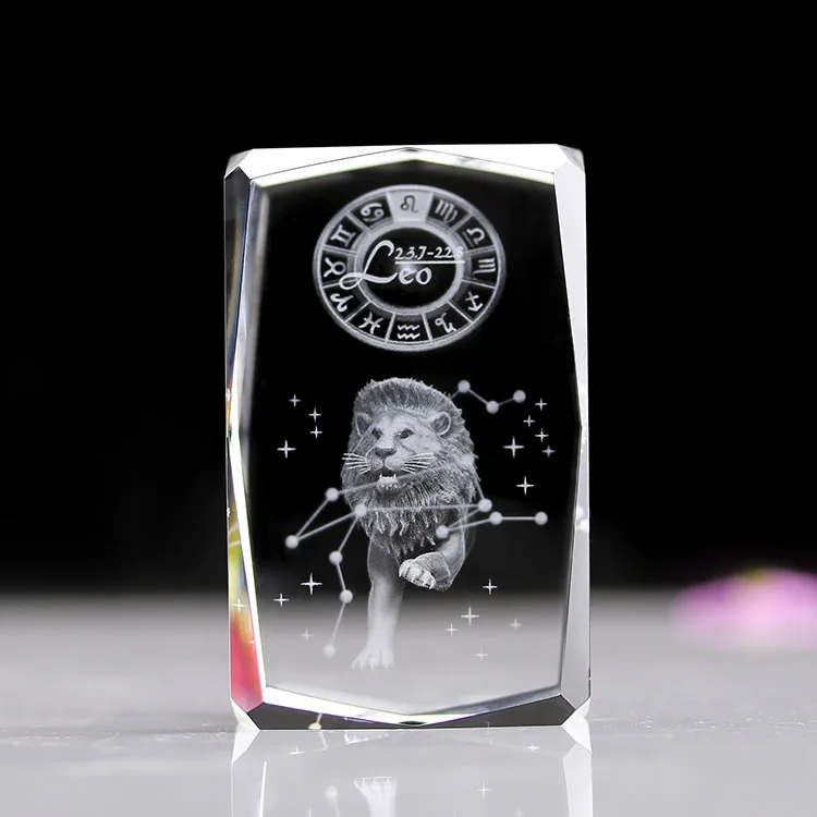 Hot selling 12 Zodiac Gifts Leo K9 3d Laser Crystal Decoration Gifts voor Valentijnscadeaus