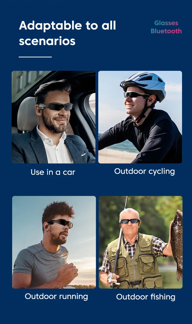 Hot Selling Outdoor Cycling Sports Glasses Wireless Headphones With Microphone Smart Bluetooth of Headphones Sunglasses