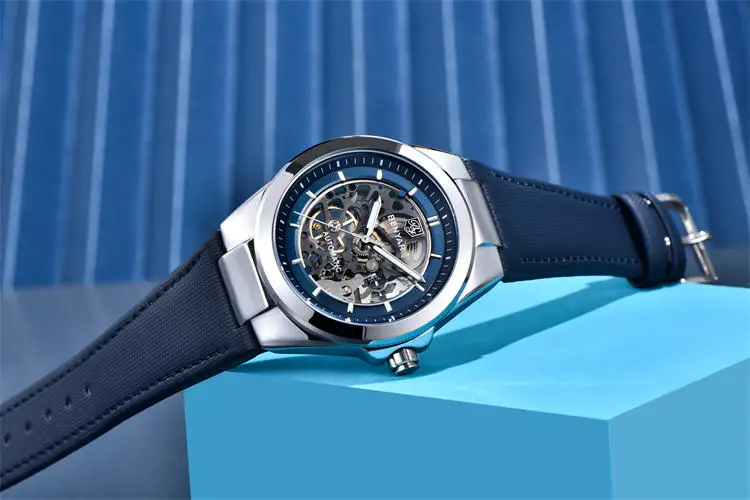 Часы Benyar 5207M, роскошные мужские часы с механизмом, горячая распродажа, ремешок из натуральной кожи, водонепроницаемые, автоматические, полые, деловые часы