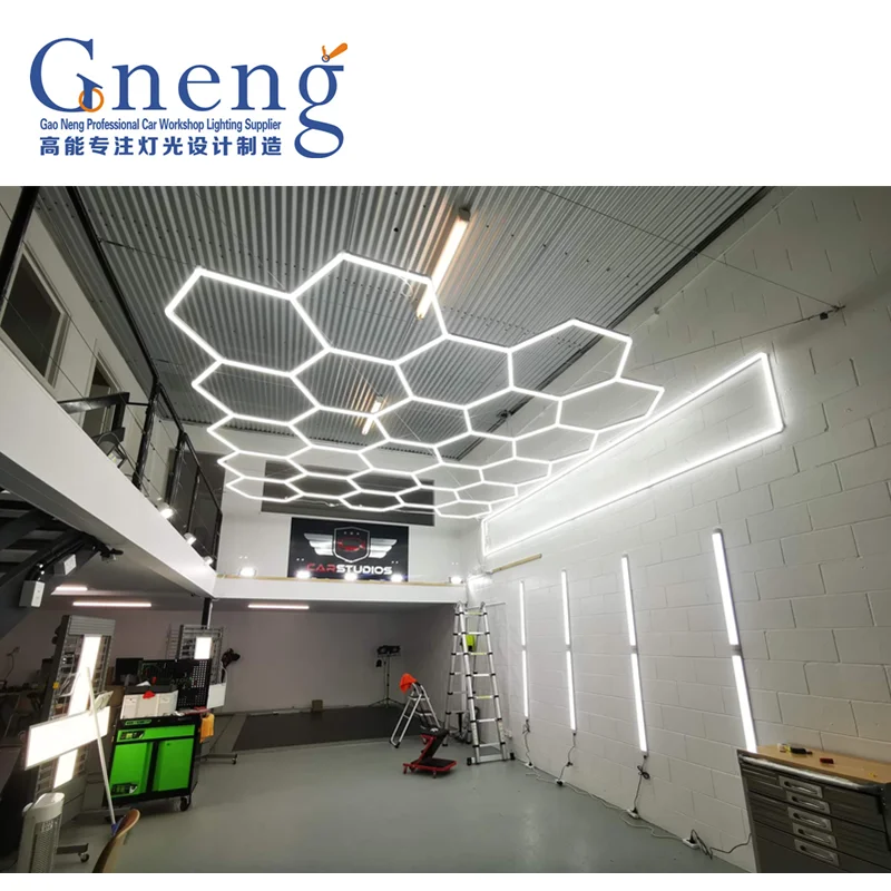 Gonengo Custom Designed Hexagon Led Light 6500K Modern Garage Lighting for the Car Workshop