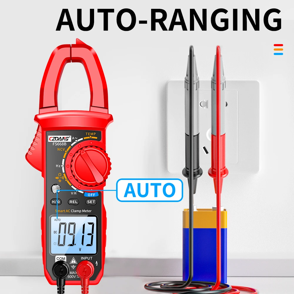 Full Functions 4000 Counts Auto-ranging Digital Clamp Multi Tester Multimeter with Backlight LCD Screen Displaying