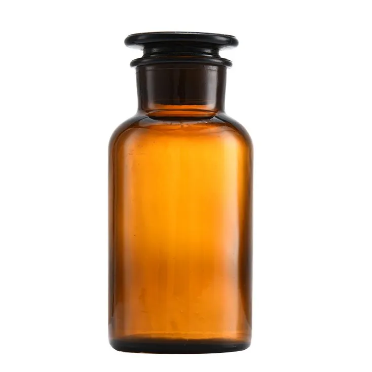 Transparent Amber Glass Bottle for Chemical Experiments Wide-Mouth Reagent Container Cover 500ml 60ml 250ml 125ml Capacities