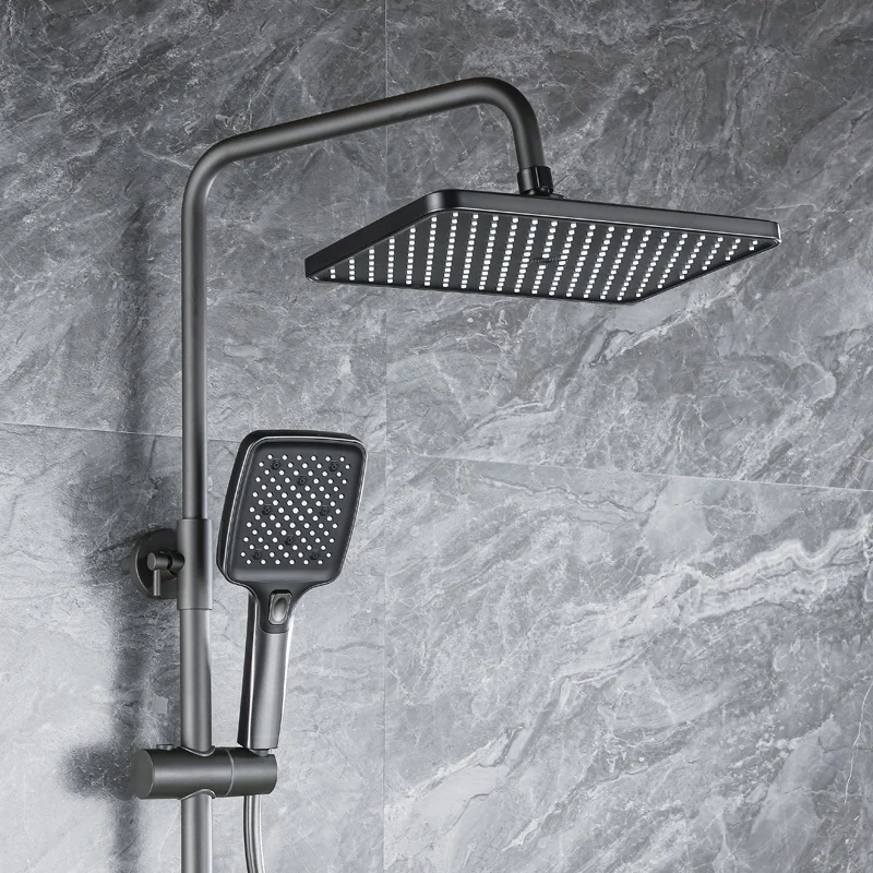 2024 Modern Digital With Cold and Hot Water Brass Luxury Rain Mixer Black System Thermostatic Piano Key Bathroom Shower Set