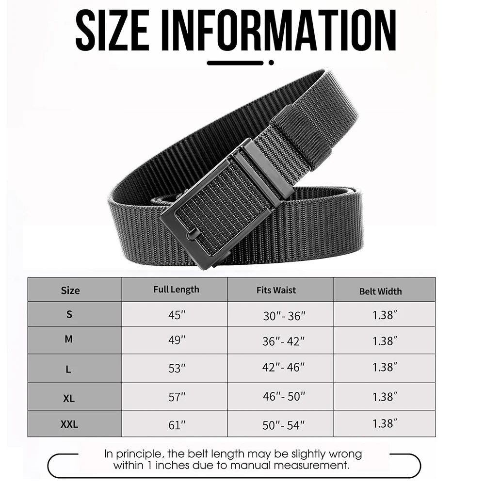 Durable Waterproof Ratchet Belts Men Tactical Belts Adjustable Training Durable Nylon Web Golf Belt