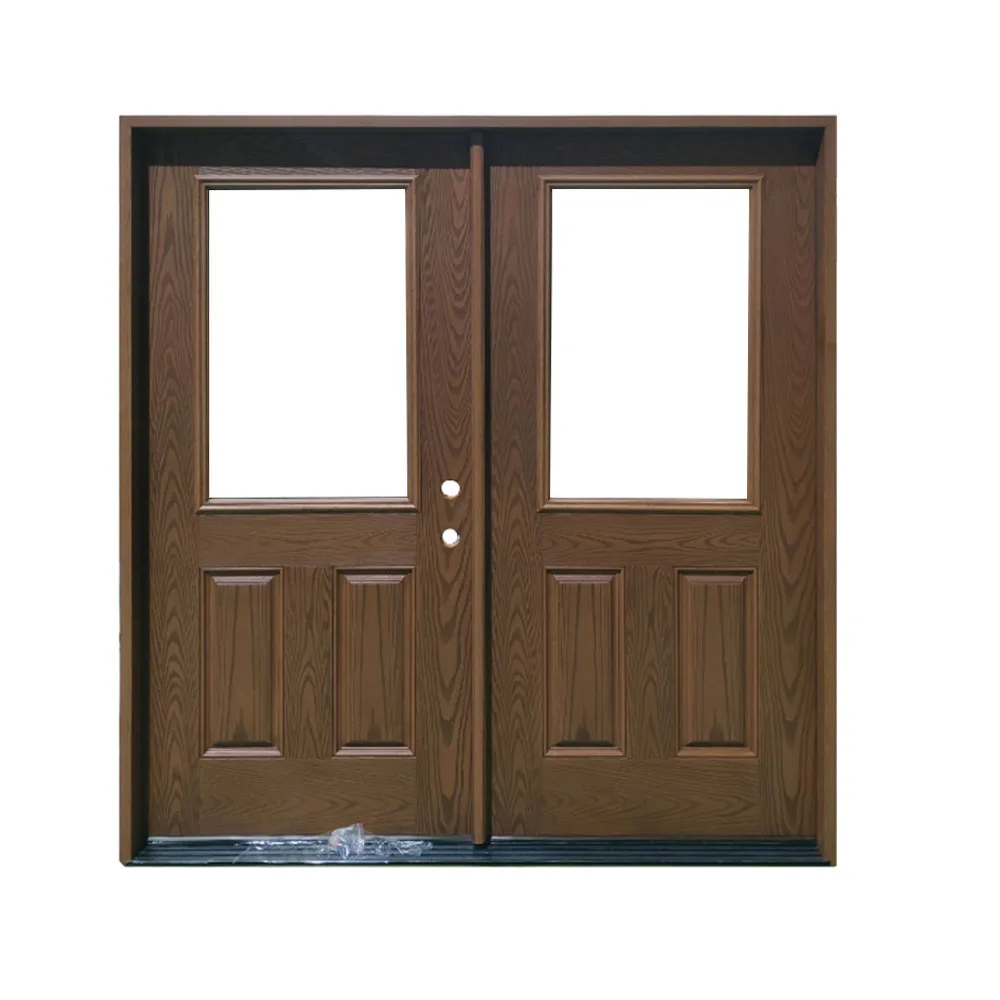 Modern fiberglass entry double door woodgrain fiberglass exterior doors for home supplier