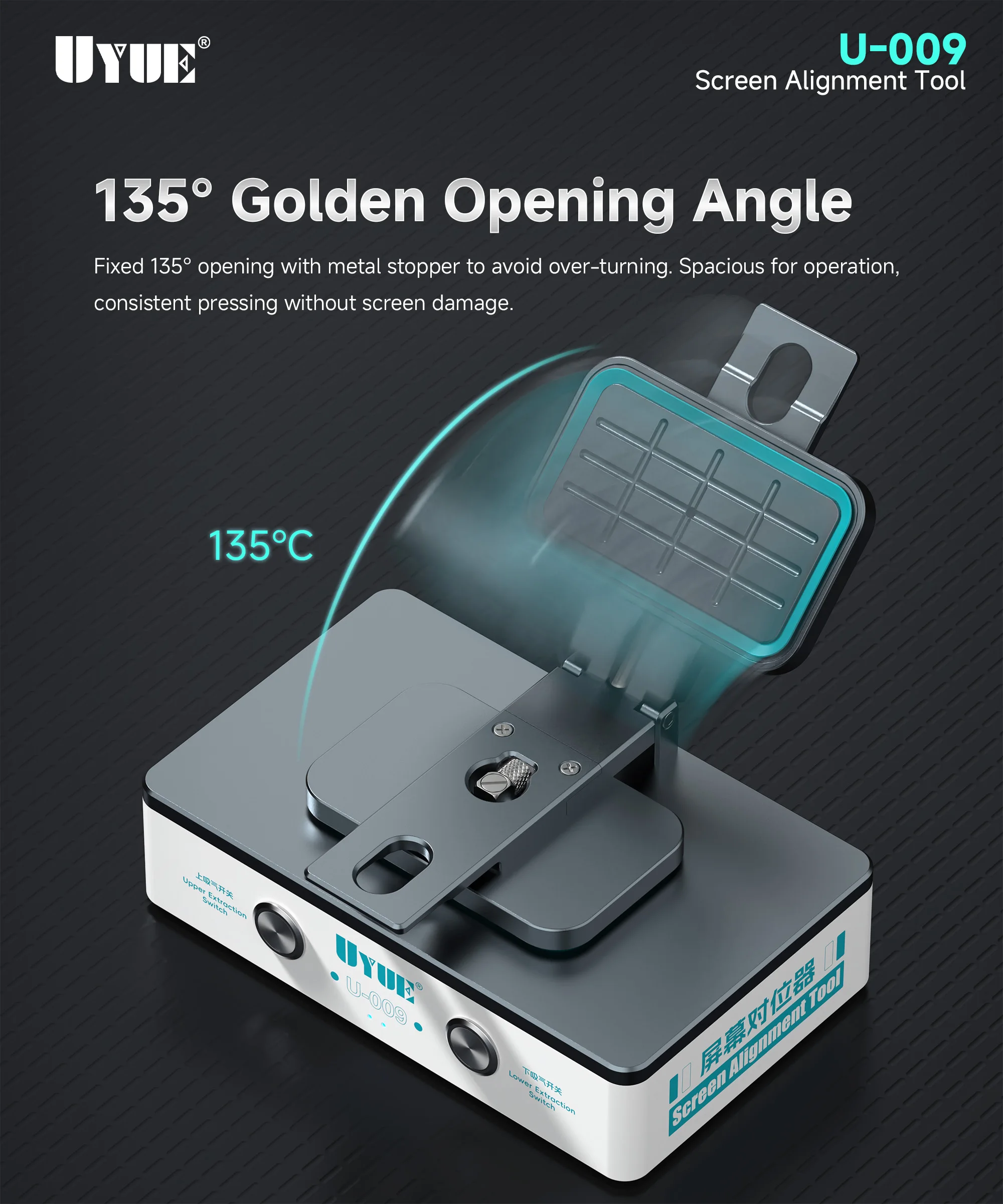 UYUE U-009 Glass Positioning Machine Vacuum Suction Screen Aligner Tool Compatible With Mainstream Models for Phone Repair